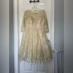 ModCloth Gilded Grand Lace Dress